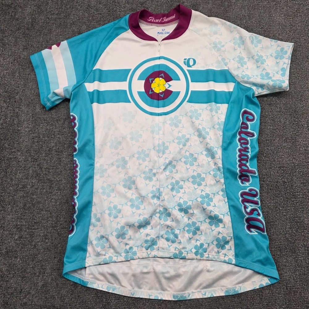 Pearl Izumi Select Colorado Cycling Jersey Womens L Bike Shirt Full Zip Graphic
